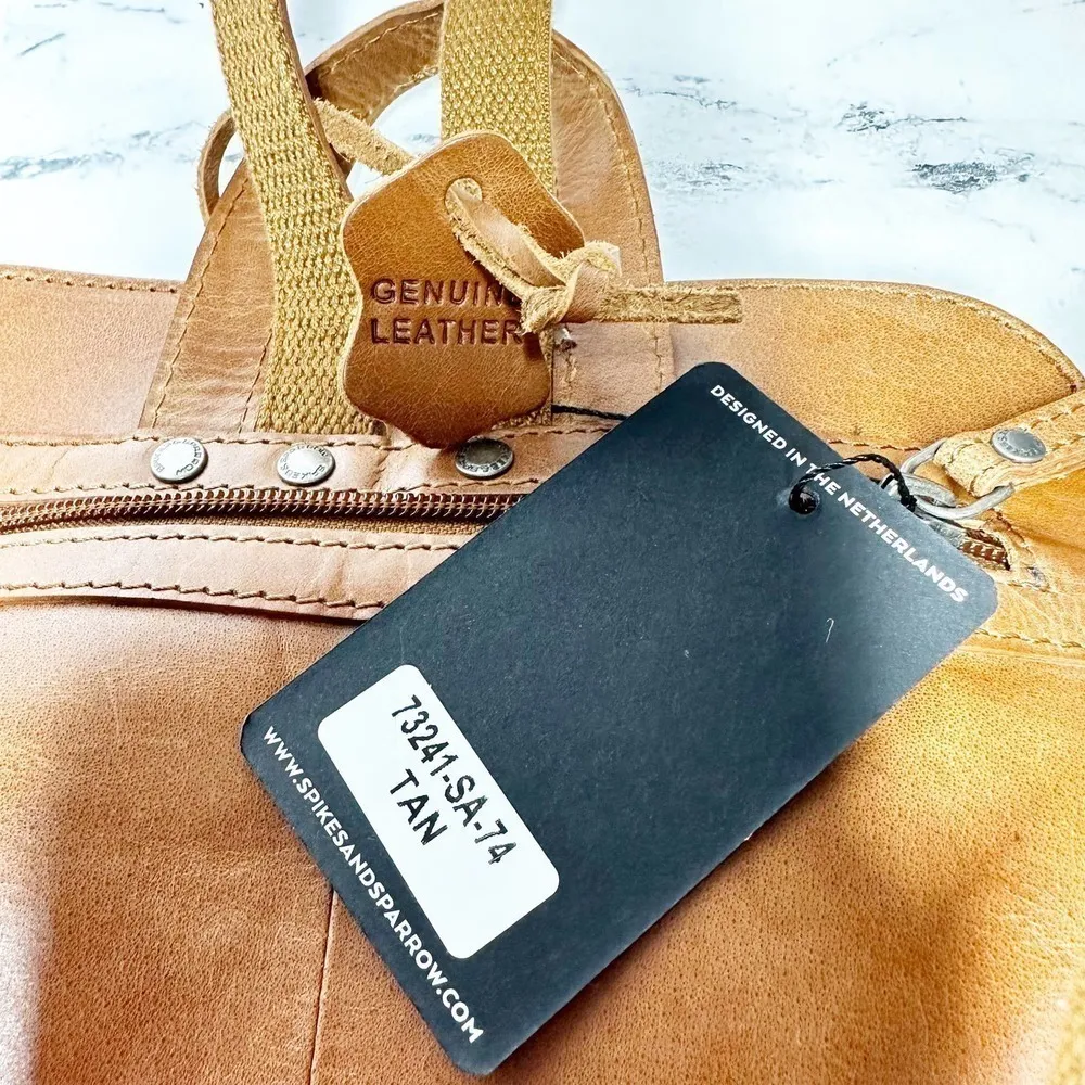 Spikes & Sparrow Leather Distressed Backpack Tan - Image 6