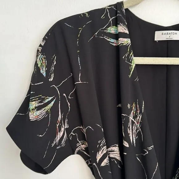 Babaton Aritzia Wallace Wrap Dress‎ Floral Watercolor Print Size Small - Image 5