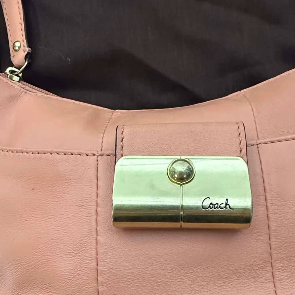 Coach Kristy  Coral-Peach  Leather Mini Hobo Bag with Dustbag - Image 2