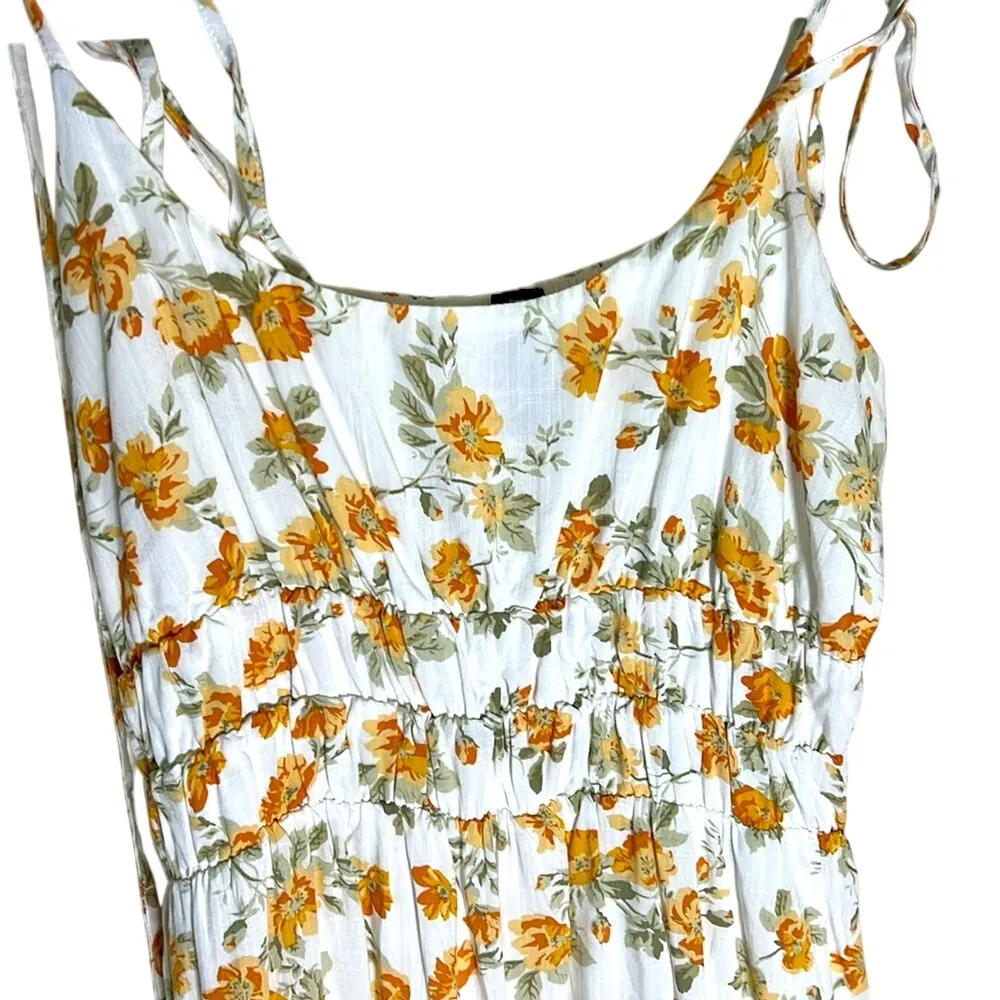 MinkPink Floral Mini Dress White Yellow Foral Smocked Sundress Summer‎ Size M - Image 5