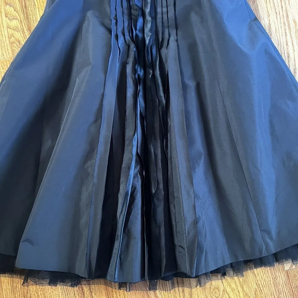 BCBGMAXAZRIA Black Taffeta Beaded Pleat Dress Size 4 Bodycon‎ Mini - Image 7