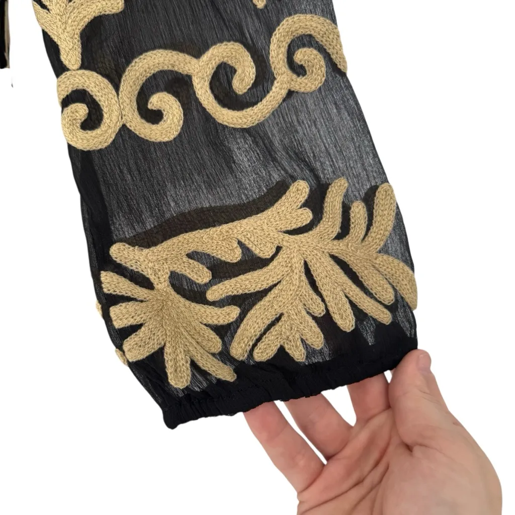 NWT Almatrichi Black Tan Twine Bow Lined Square Neck Midi Dress EU 38 Size 6 - Image 4