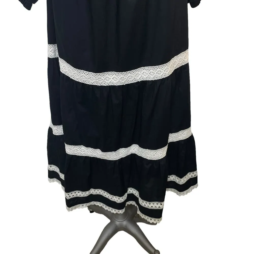 NWT Broom Street X Kate Spade Poplin Off Shoulder Dress Black & White Size XXL - Image 10