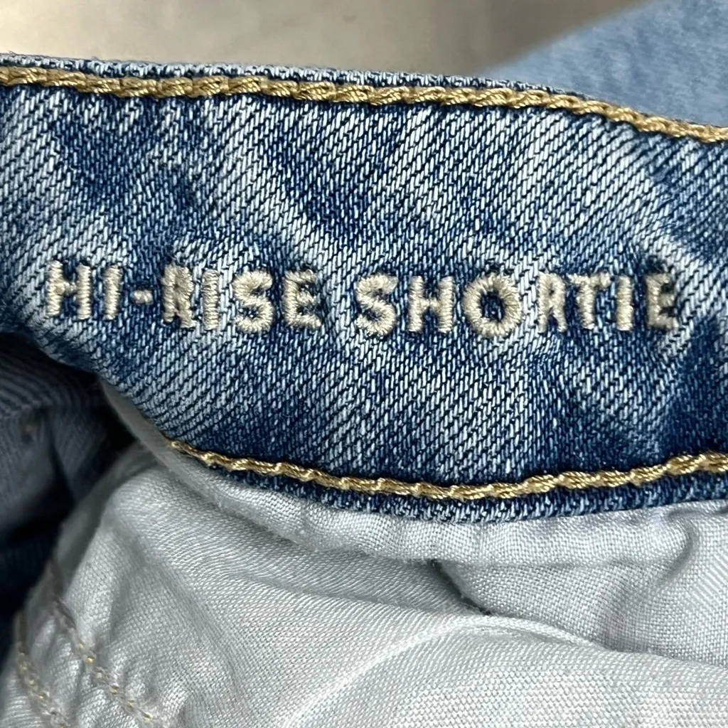American Eagle Hi-Rise Shortie Jean Short Super Stretch Cutoff - Size 00 - VGUC - Image 5