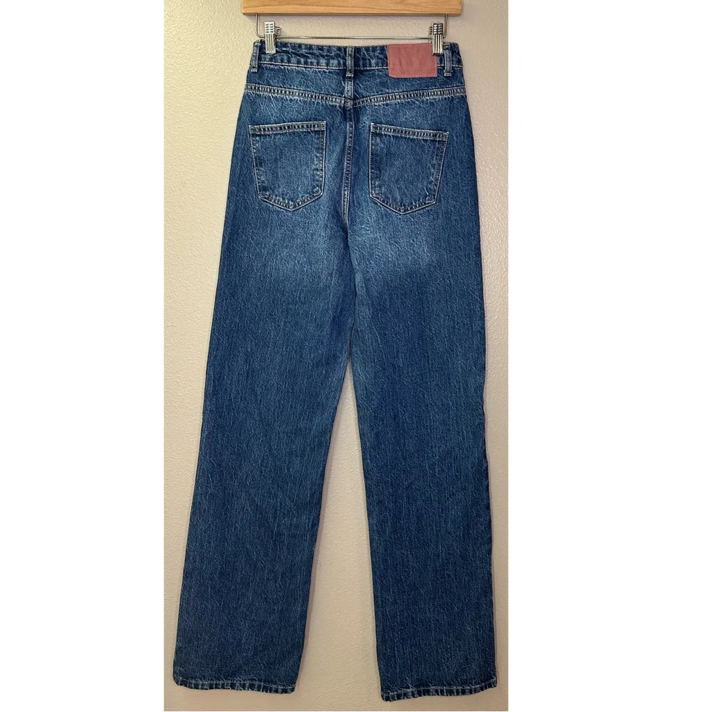 NEW Zara High Rise Straight Jean Full Length Classic Blue Denim - Image 3