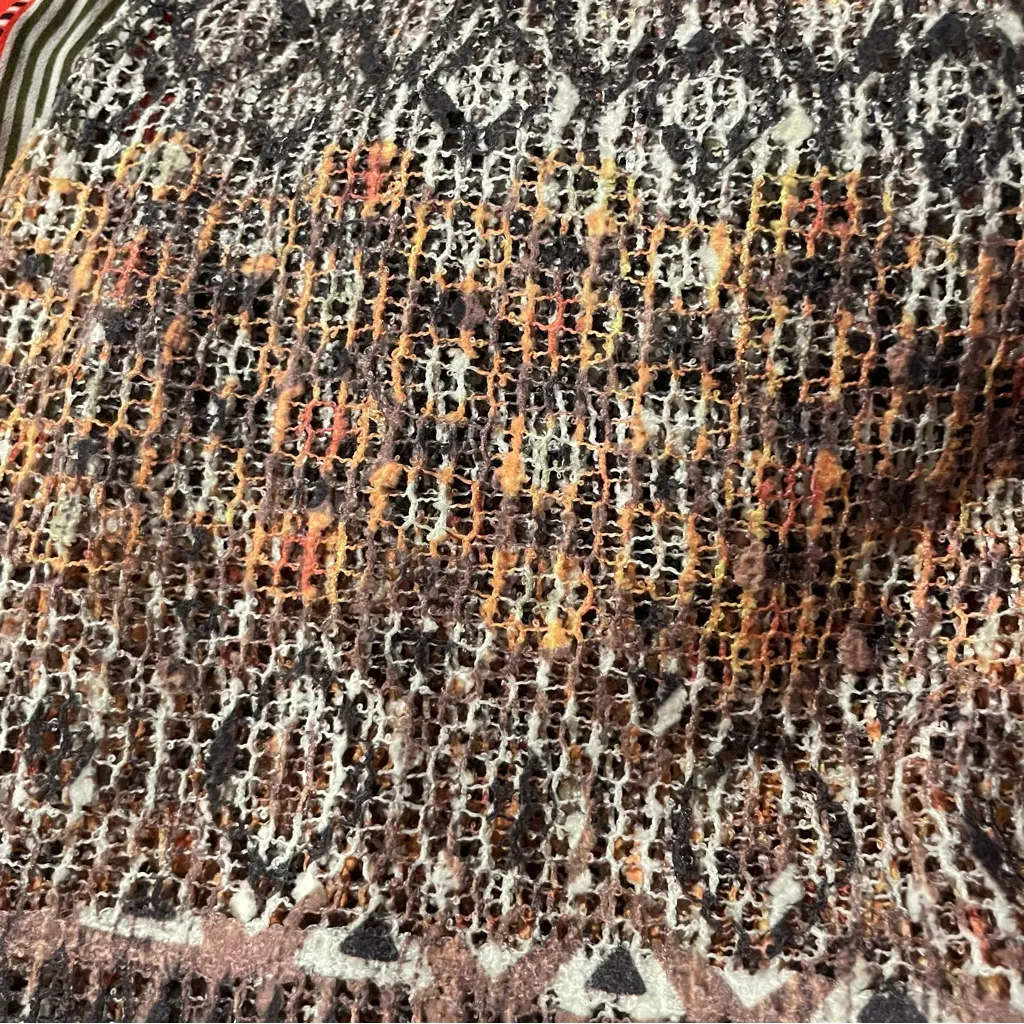 Cute Y2K style oversized aztec print crochet sweater top Boho coquette Brown - Image 13