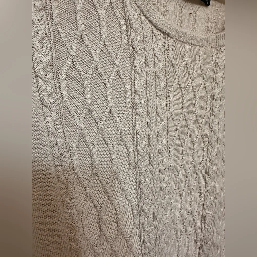 Peruvian Connection Oatmeal Cable Knit Alpaca Short Sleeve Sweater Dress NWOT - Image 3