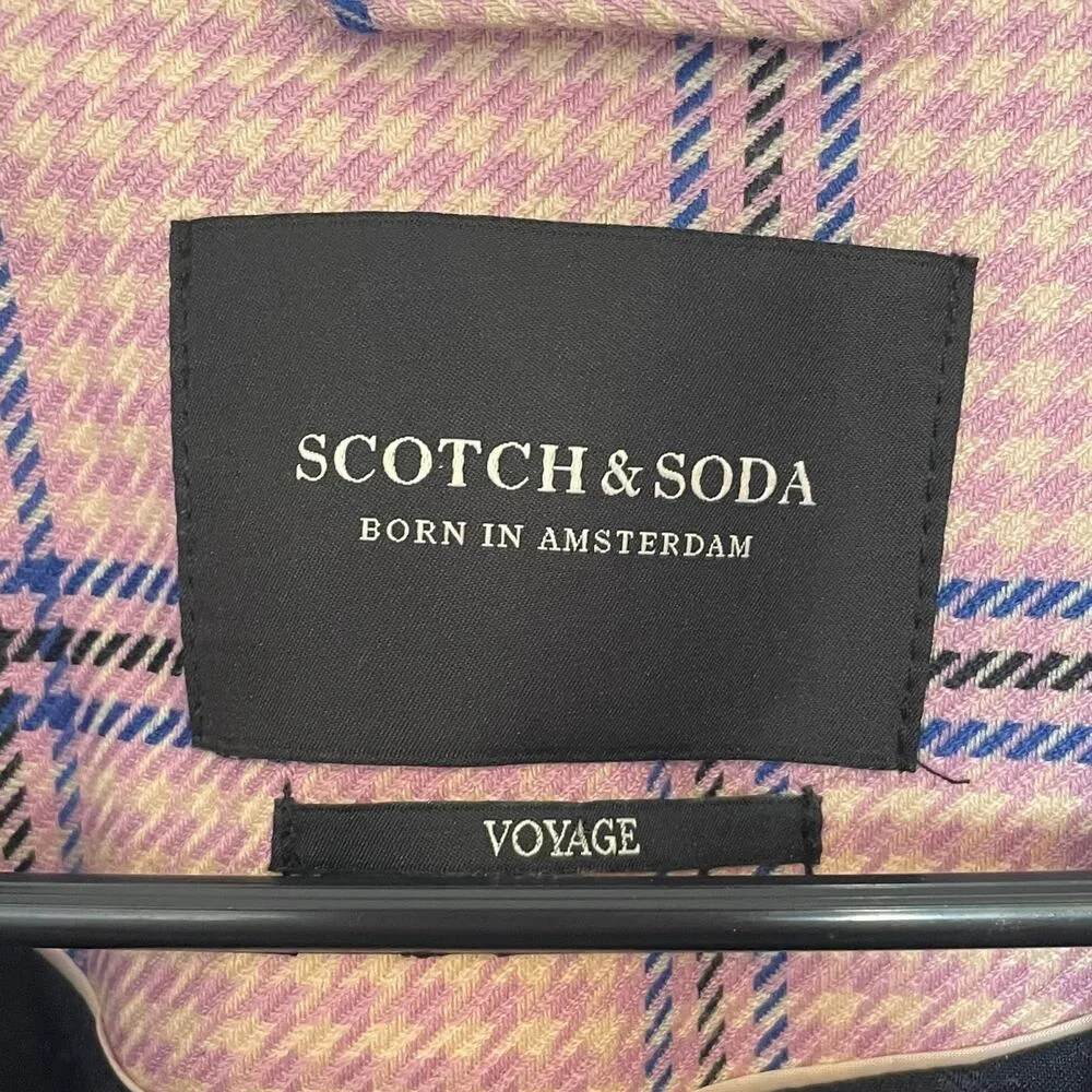 Scotch & Soda Houndstooth Checked Classic Tailored Blazer Womens Pink Size M - Image 11