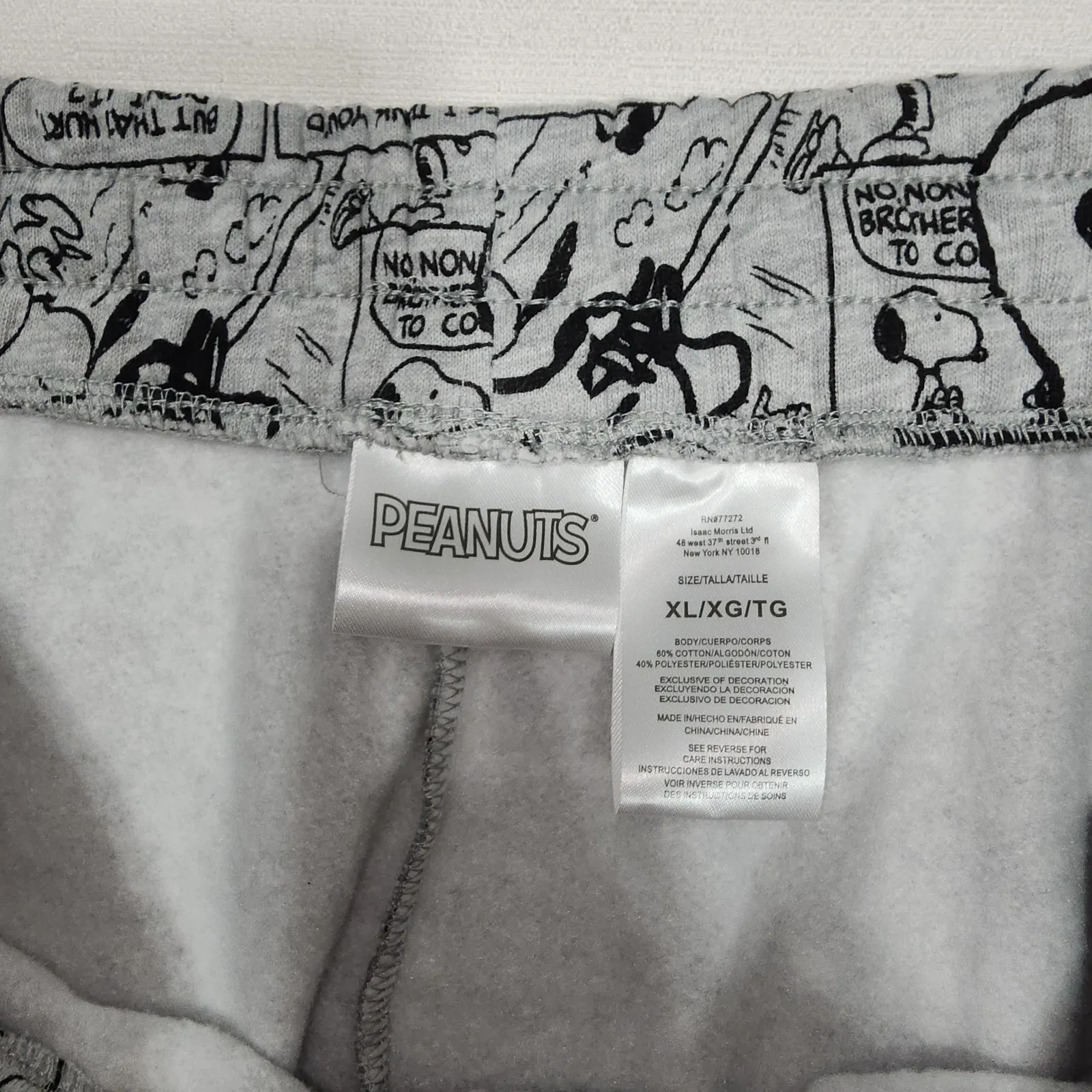 Snoopy comic sweatpants women XL NWT Gray - Image 3
