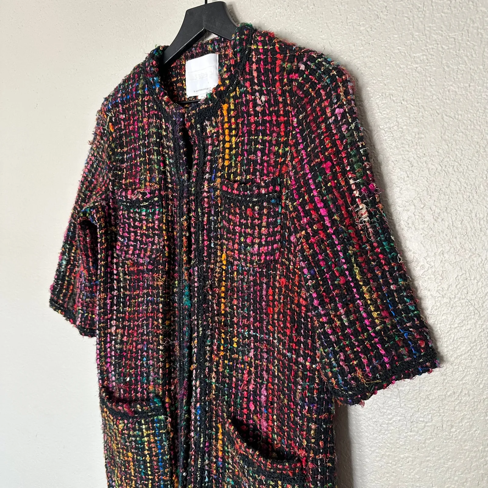 Anthropologie Ett Twa Rainbow Tweed Berwyn Long‎ Jacket Twee Preppy Size XS - Image 5