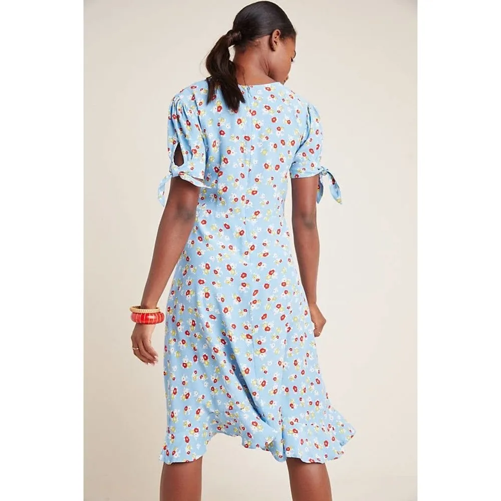Anthropologie Faithfull Erin Midi Dress Blue Short Sleeve - Image 3