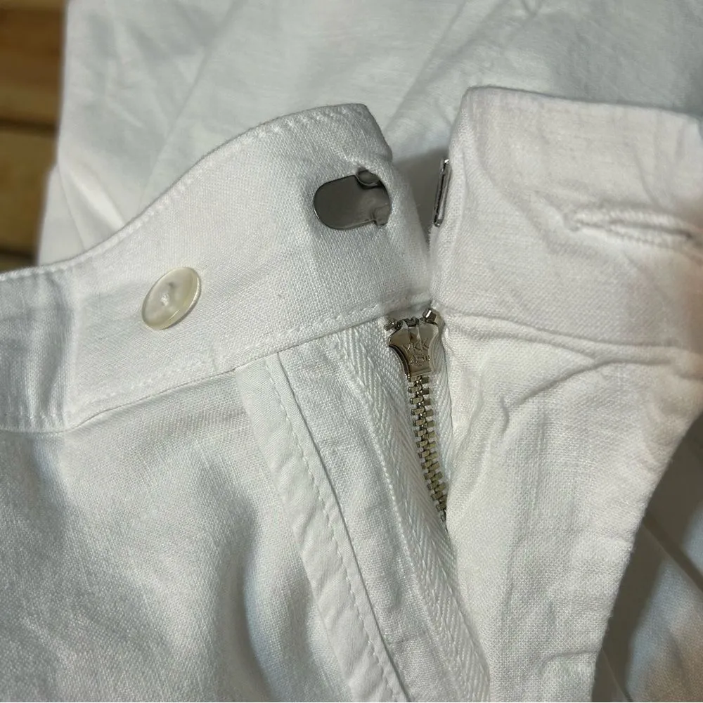 Frank & Eileen  Kinsale Italian Performance Linen Flax Pants in White Size 8 - Image 12