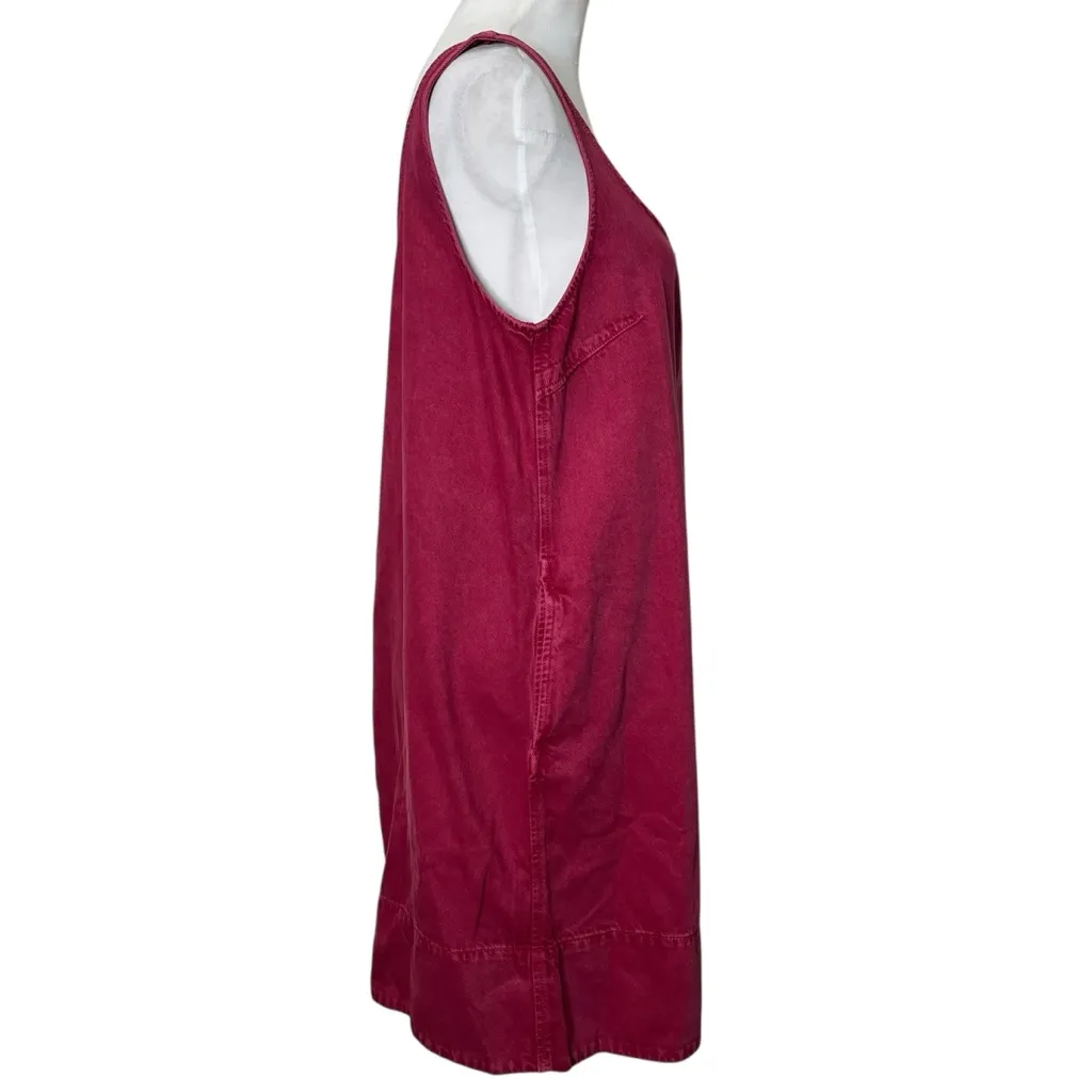 Madewell New Denim Scoopneck Mini Dress Dark Rosette Red Sleeveless Size Large - Image 5