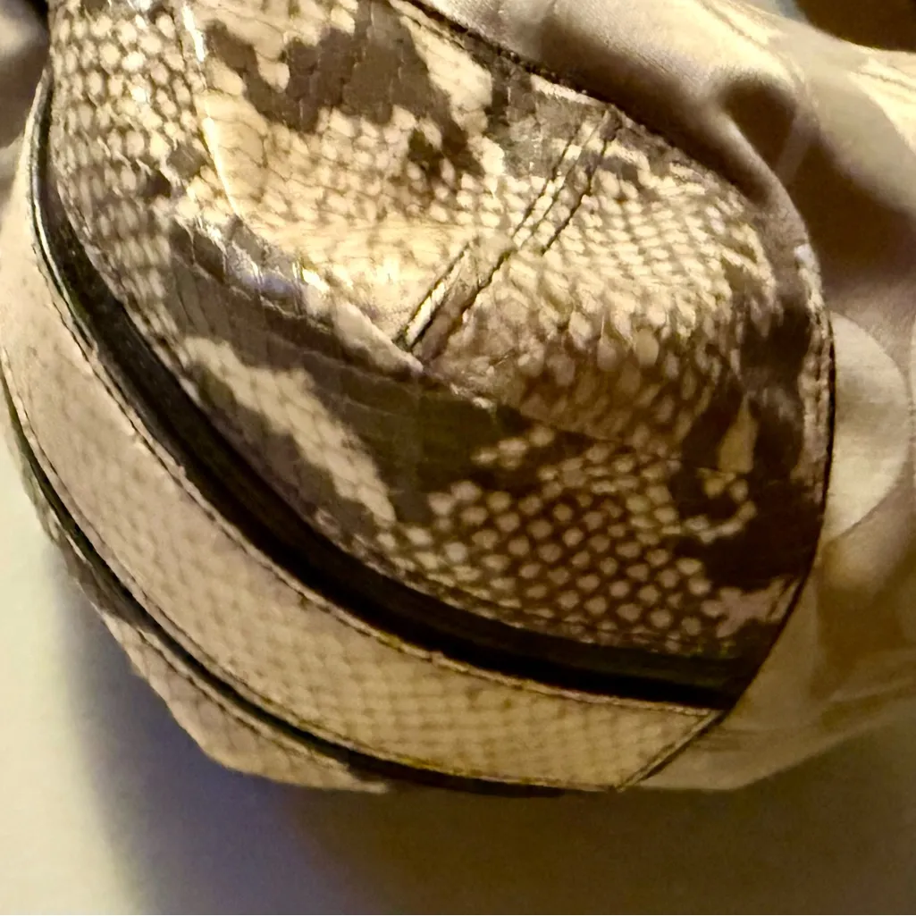 Coach Signature Jacquard Hobo Shoulder Bag w/ Snakeskin Trim - Image 5