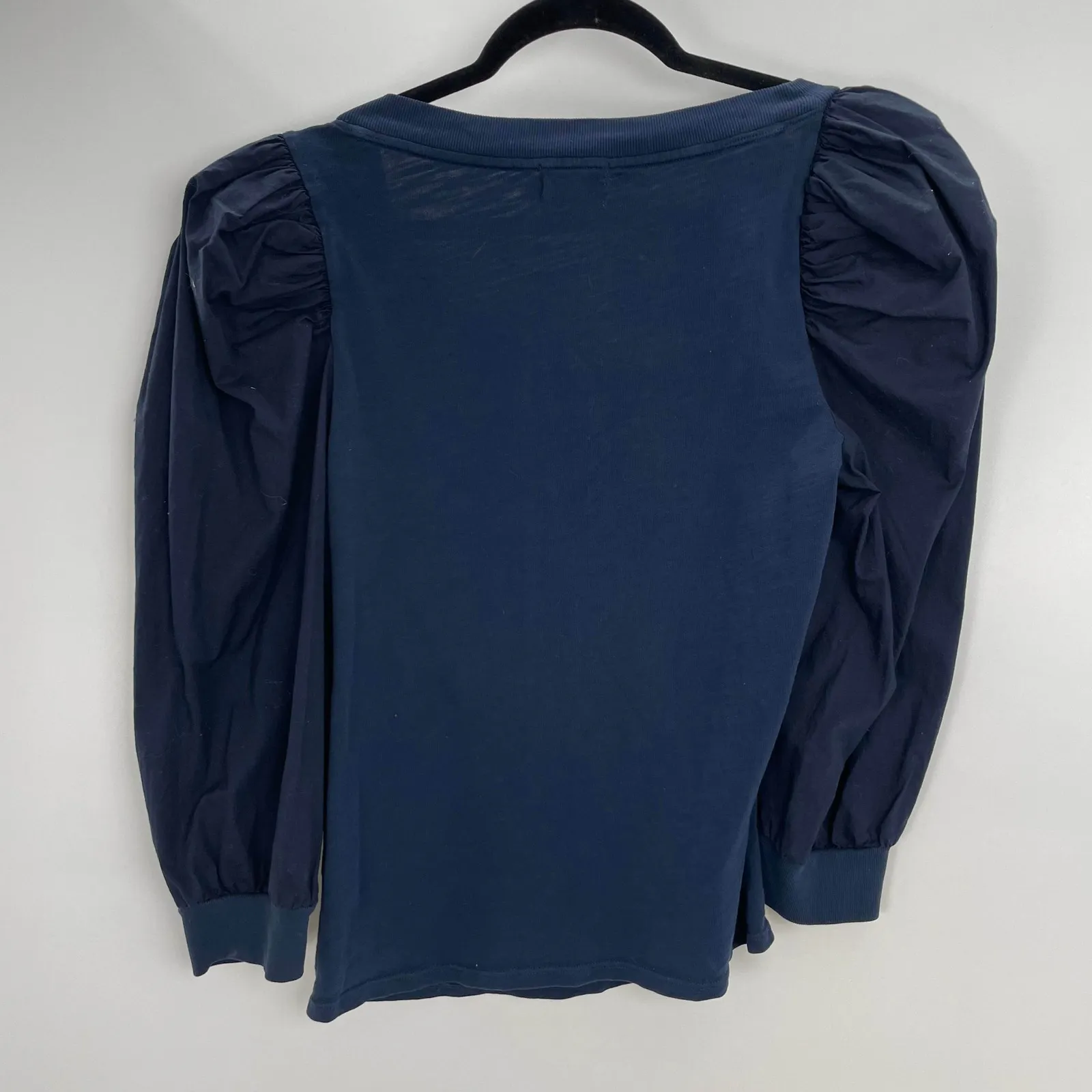 Nation LTD Dark Women's Blue Cotton Puff Sleeve Square Neck Blouse Top Size M - Image 5