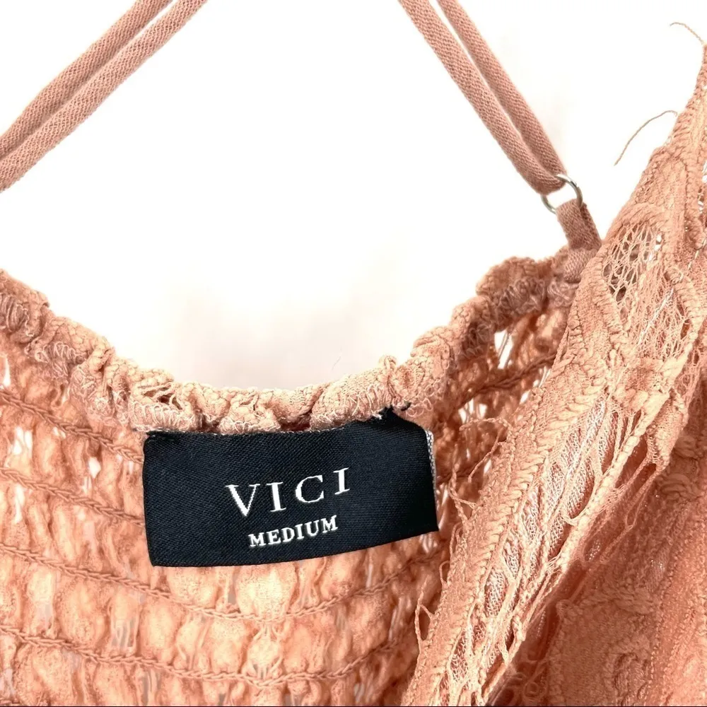 VICI Lace Smock Back Ruffle Cotton Blend Back Detail Cami - Image 8