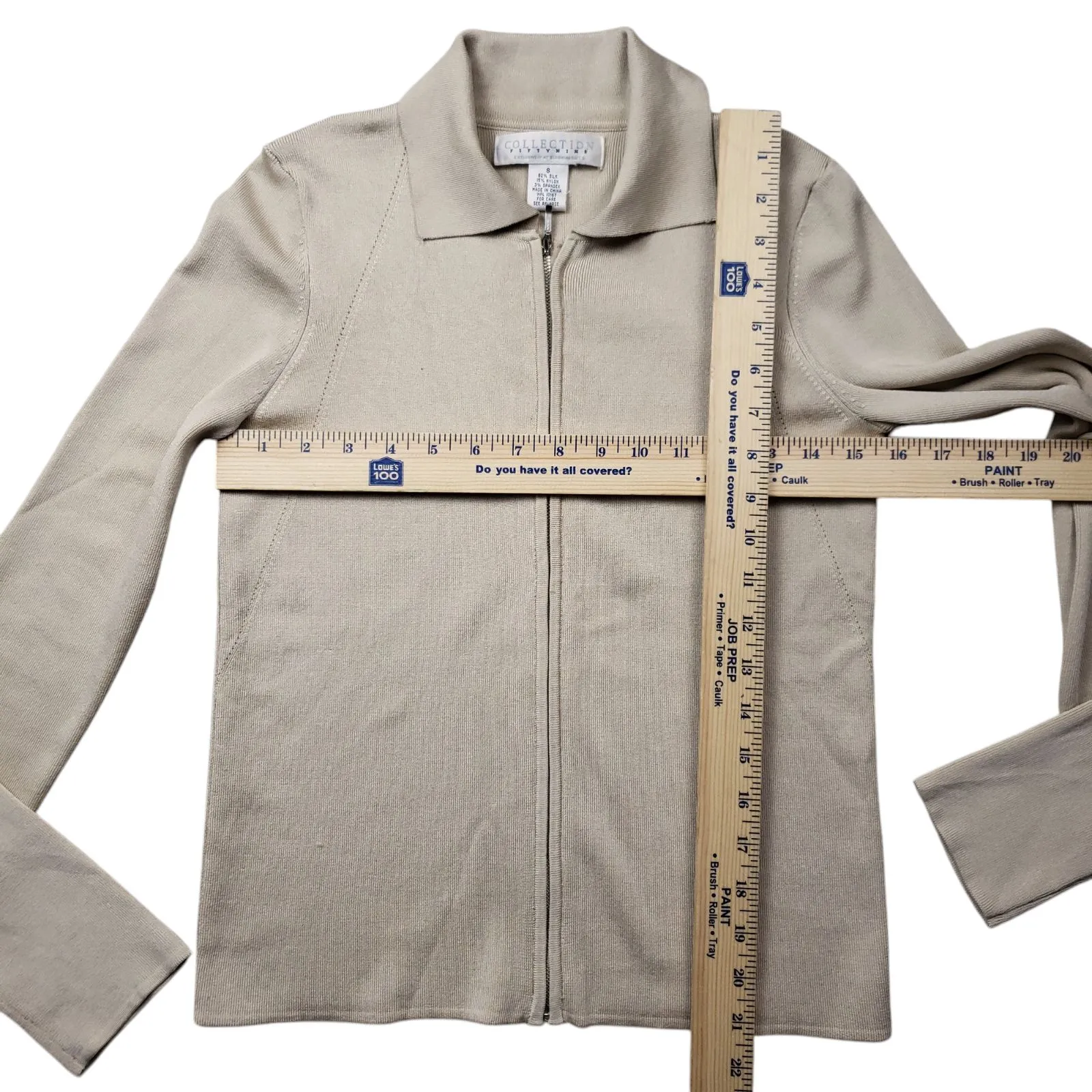 Collection Fifty Nine Bloomingdales Zip Cardigan Sweater Polo Womens Small Silk - Image 5