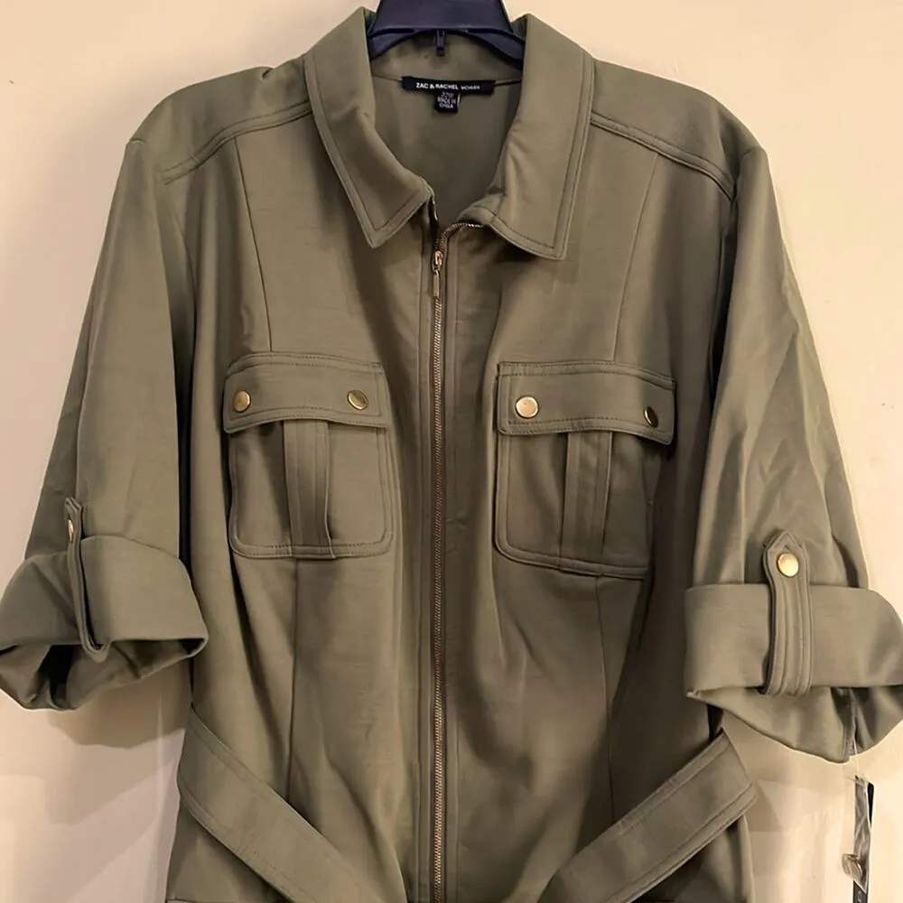 Zac & Rachel Shirt Dress Women’s Plus 22W Sage Green Heavyweight Stretch - Image 2