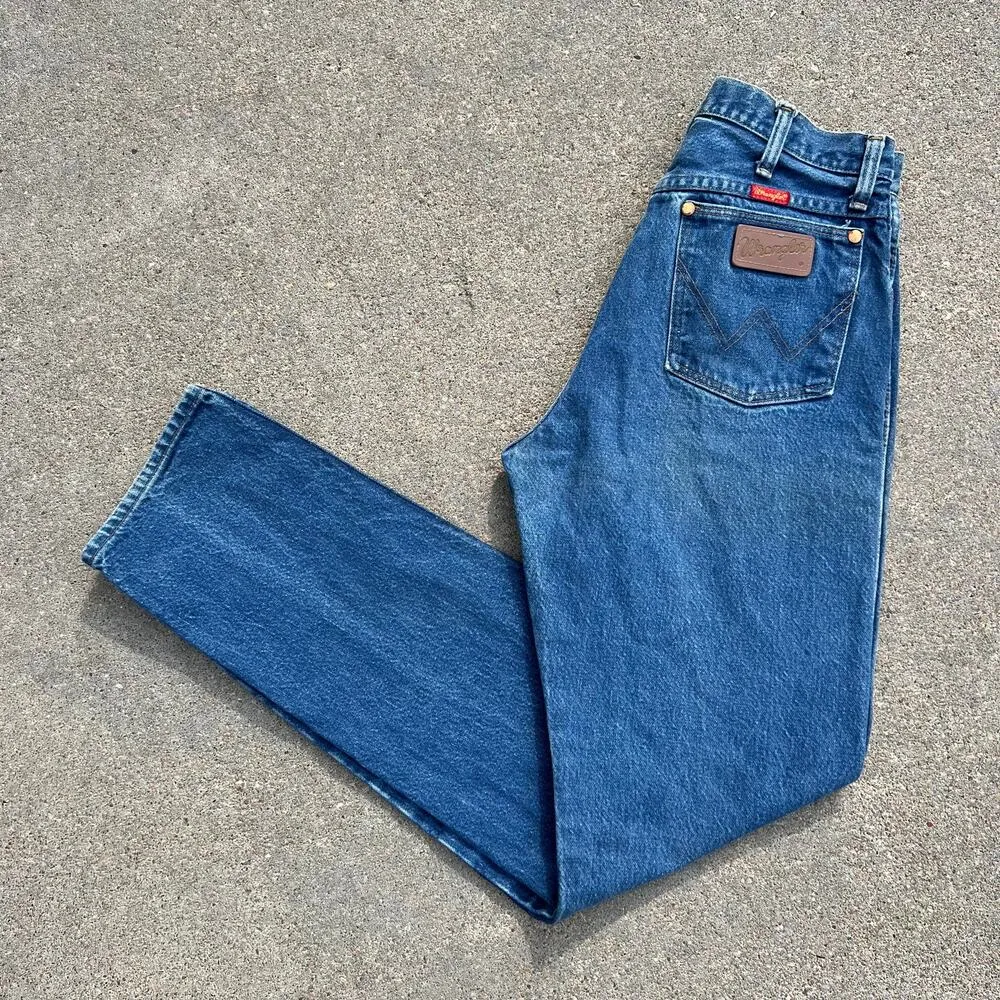 Vintage 90s Wrangler high rise wedgie fit taper leg cowgirl jeans 14MWZ 11x34 - Image 5