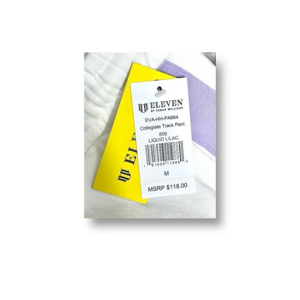 EleVen by Venus Williams M White Purple Collegiate‎ Track Pants Liquid Lilac NWT Size M - Image 5