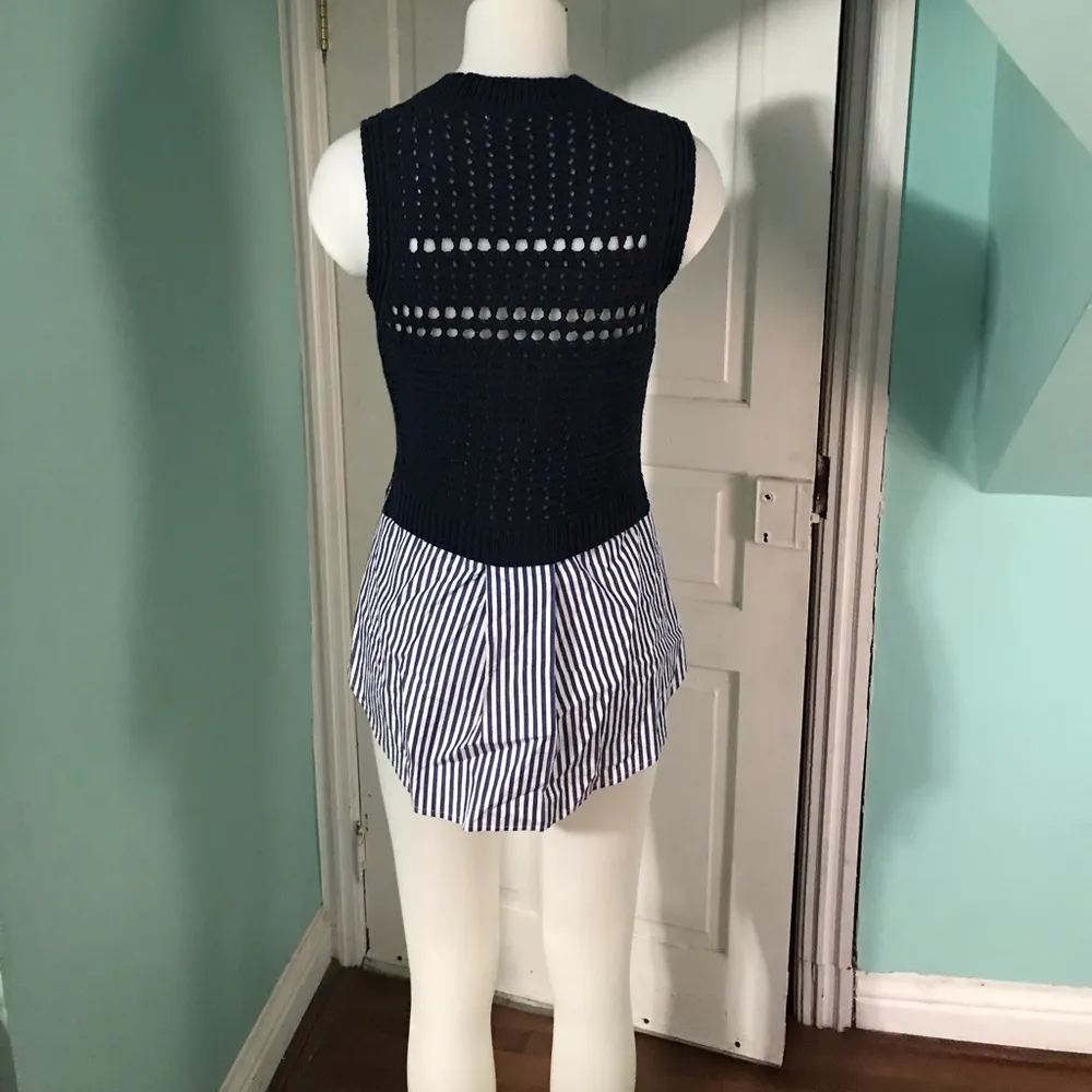 Veronica Beard Eyelet & Poplin Combo Sweater - Image 5