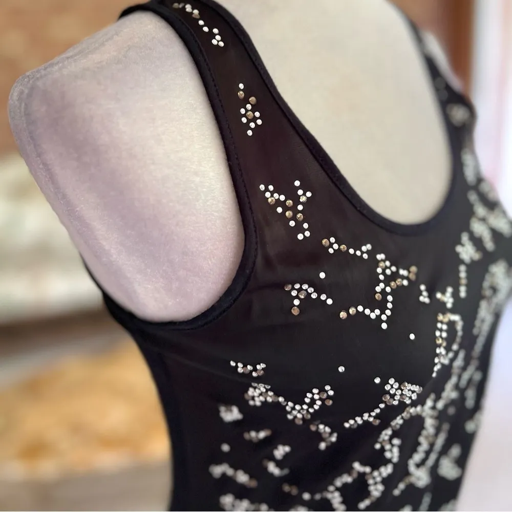 Express Tank Top Black Crystal Silky Knit XS Party Holiday Chic Glam Event - Image 12