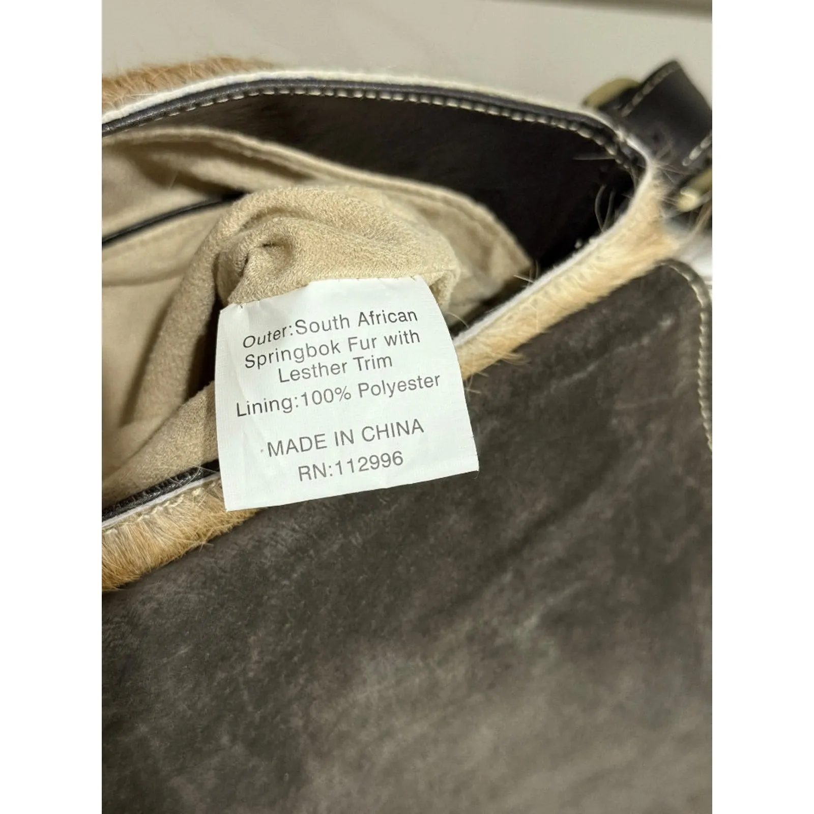 Diane Gail South African Springbok Fur with Leather Trim Crossbody Messenger Bag Brown - Image 10