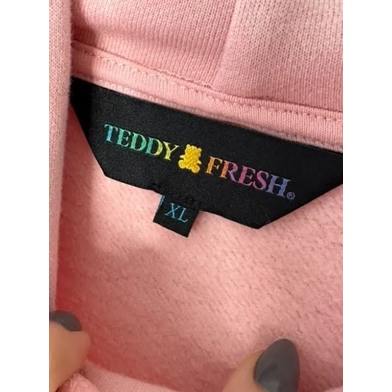 Teddy Fresh Pink I Hearty TF Hoodie Hooded Sweatshirt Size XL New - Image 4