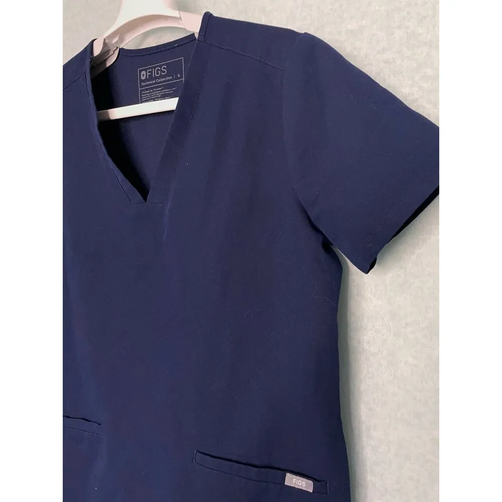 FIGS Casma Three Pocket Scrub Top Womens Medium Dark Blue - Image 3