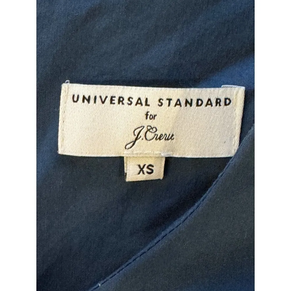 Universal Standard For J Crew Blue Poplin Drop Waist Ruffle Hem Dress Size XS - Image 10