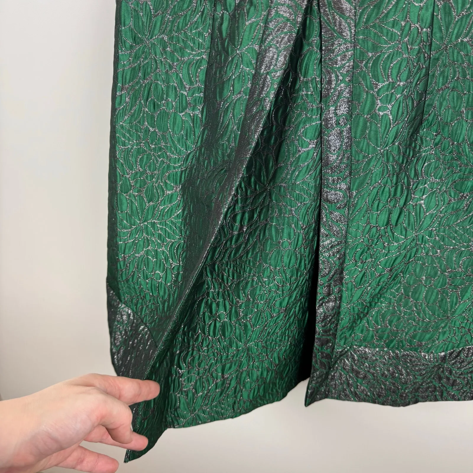 Lily Rain Womens Green Jacquard Sleeveless Shift Dress Sz S Christmas Holiday‎ - Image 5