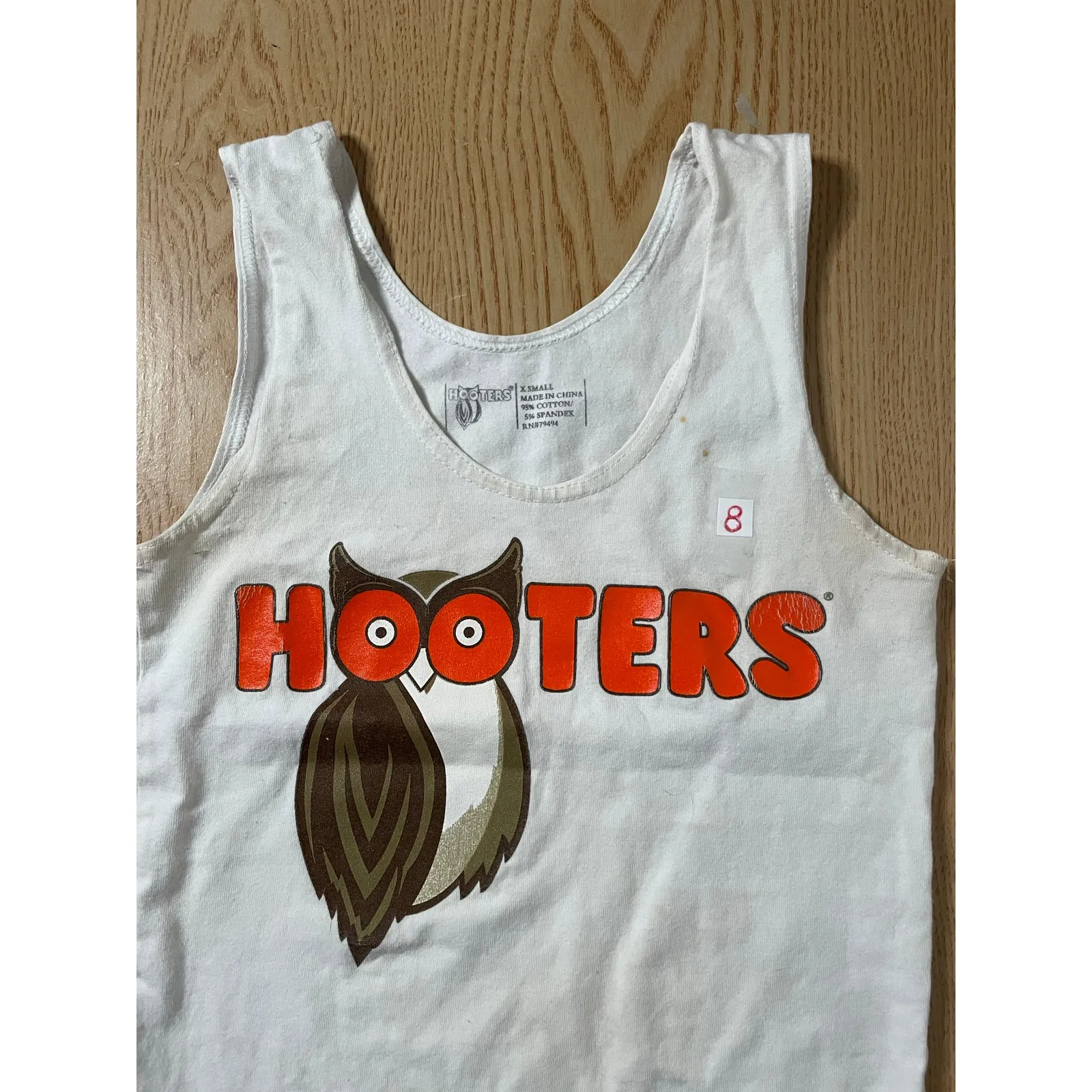B30-8 Hooters Girl Uniform Rare Vintage Tank White size Xs - Image 2