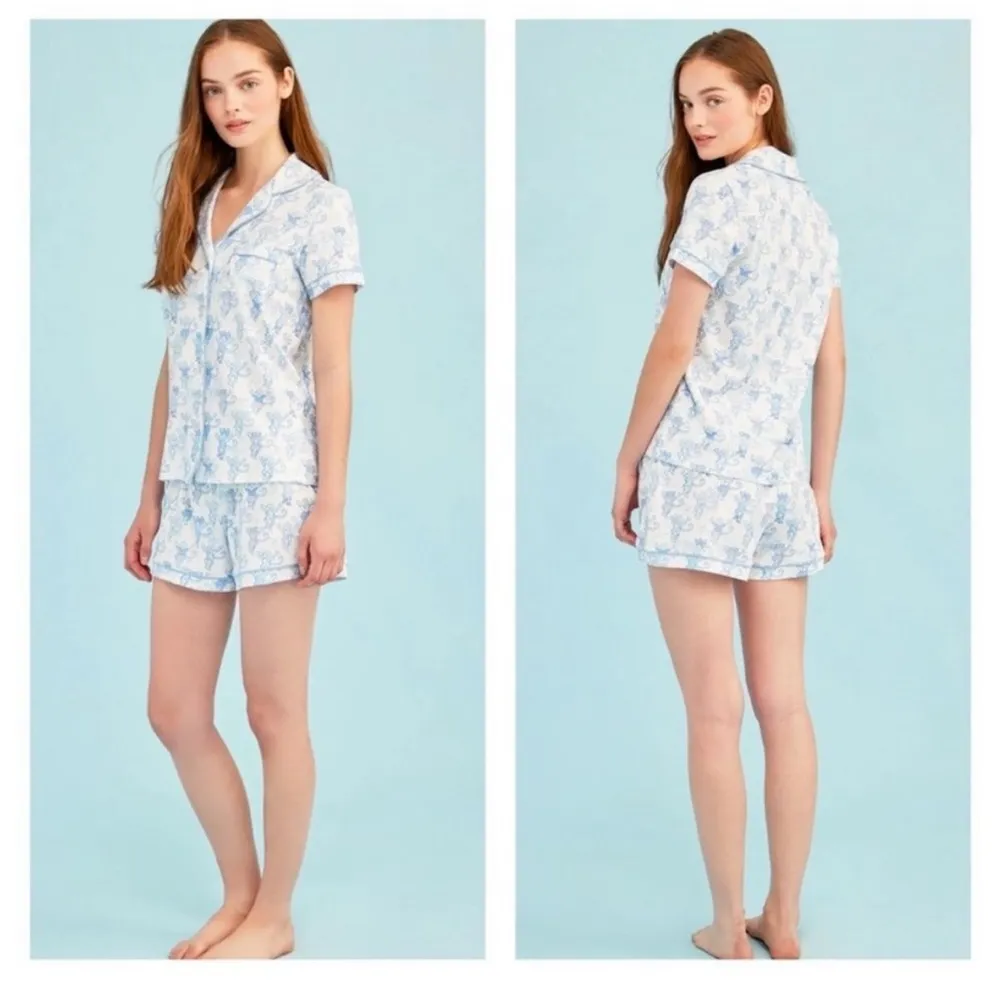 X LoveShackFancy Pastiche De Bouquet Blue Women’s Polo Pajama Set - Image 3