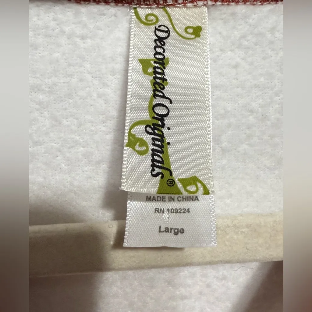 🍂 Cozy Fall Multicolor Leaf Embroidered Sweatshirt with Bead Embellishments 🍁 L White Size L - Image 4