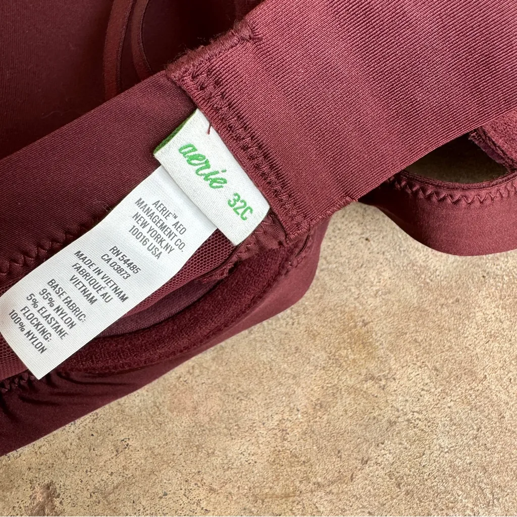 Aerie Real Power Balconette Lightly Lined Bra Royal Berry Animal Print size 32C - Image 7