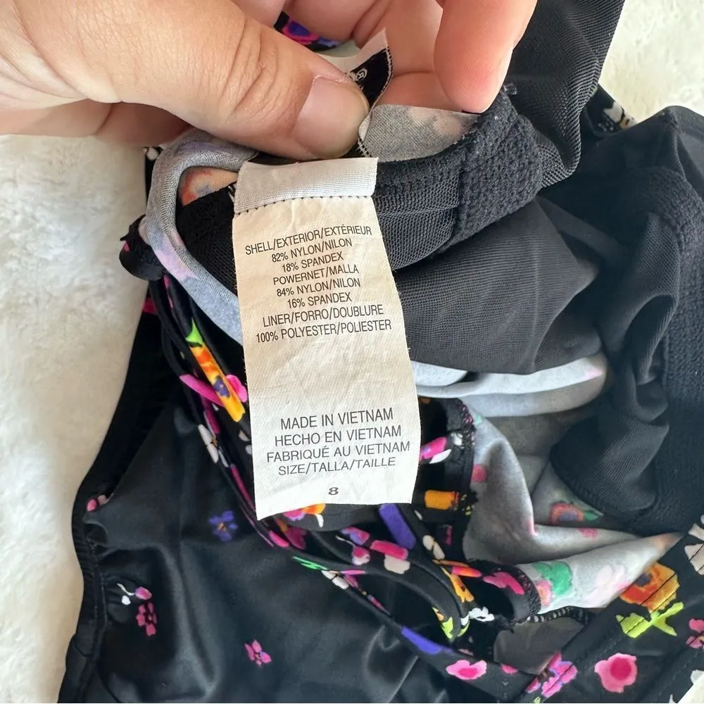 Longitude Garden of Eden X-Back Onepiece Floral Swimsuit Women's Size 8 - Image 8