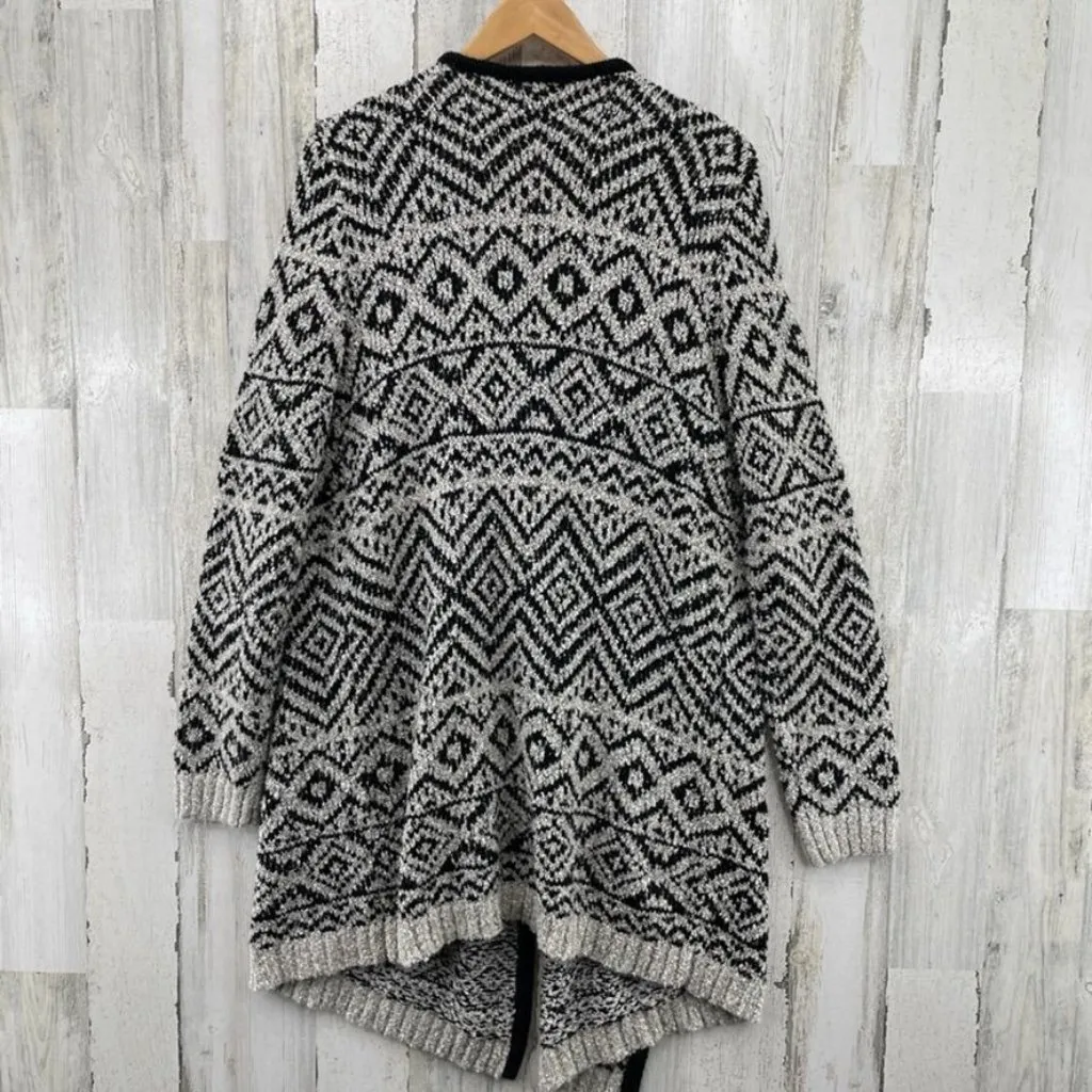 Joe Fresh Cardigan Sweater Womens XL Black White Acrylic Polyester Drape Front - Image 3