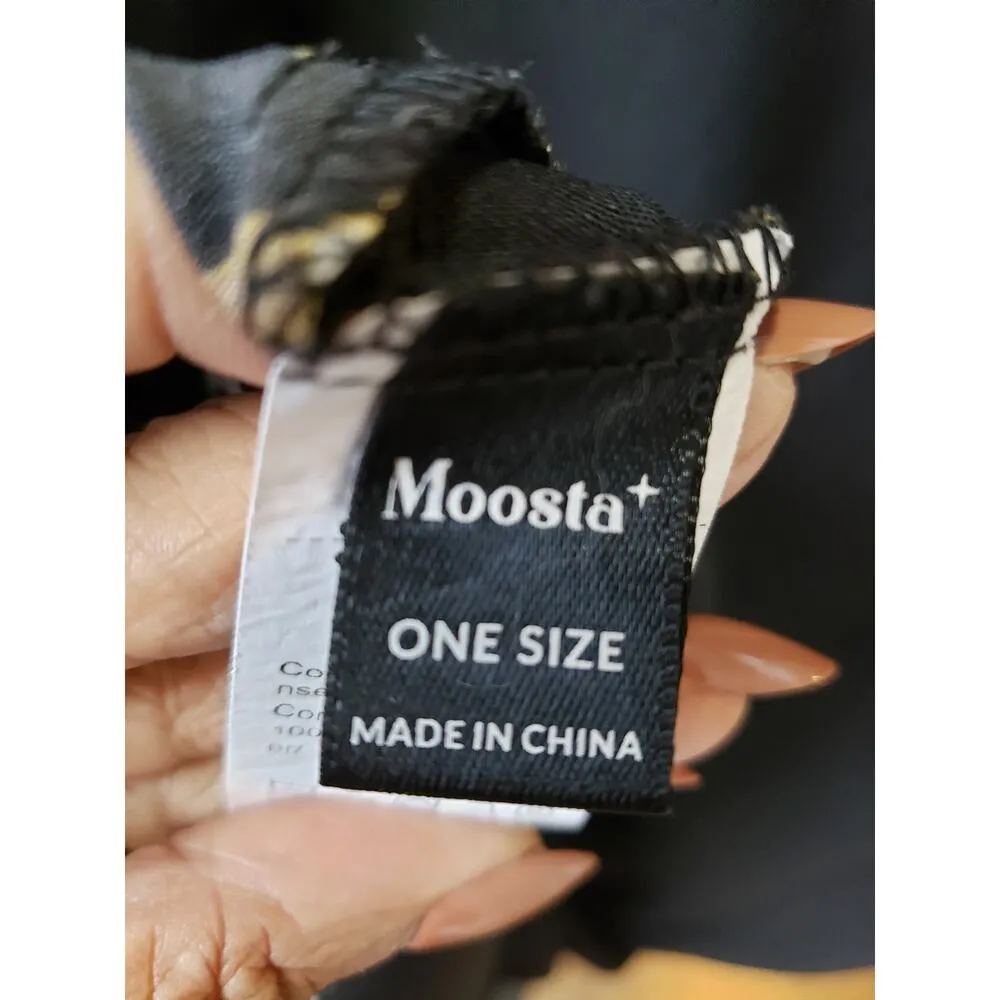 Moosta Midi Dress Women Size 2X Black Beige Baroque Print Long Sleeve Boho - Image 10