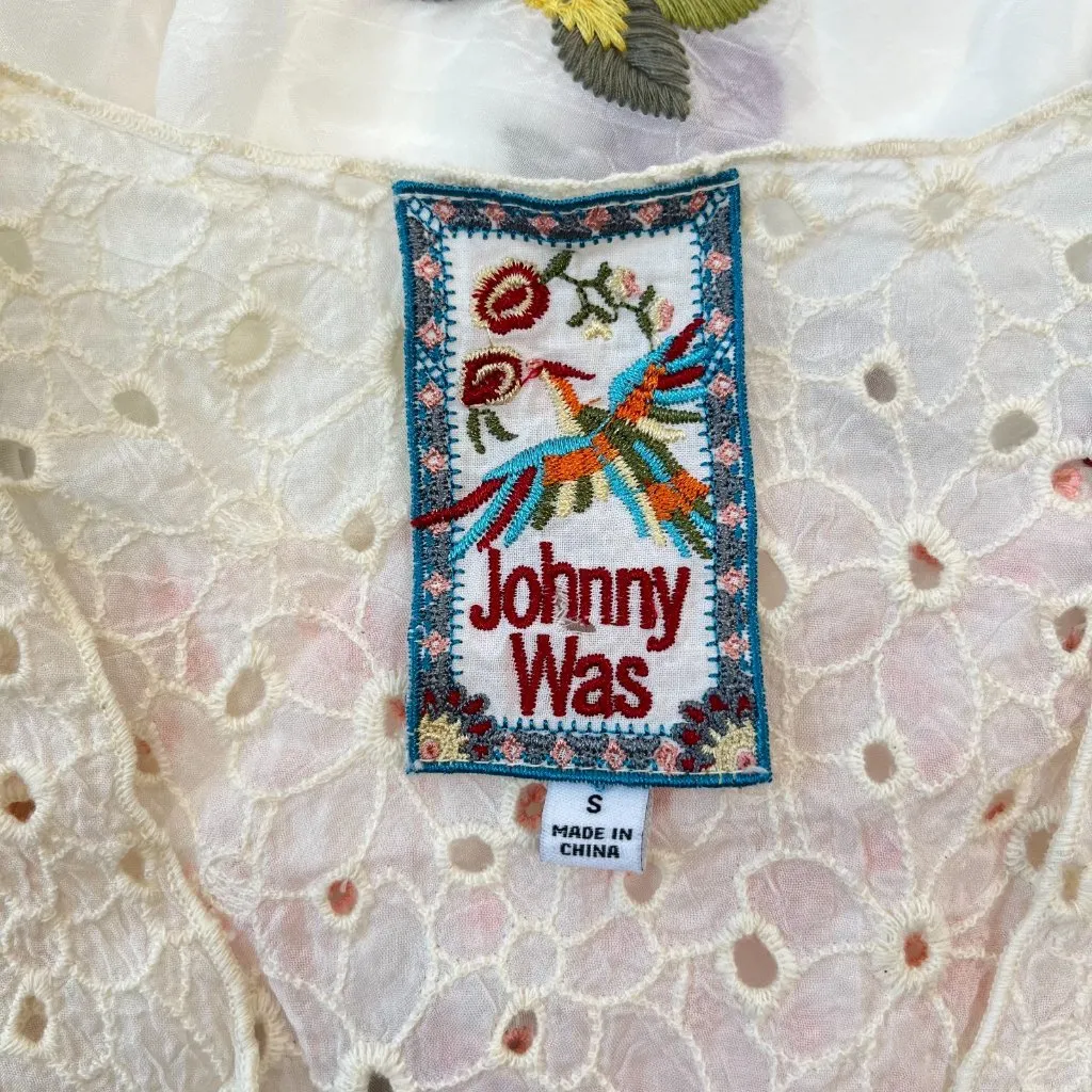 $480 NWOT JOHNNY WAS Clarabelle Floral Embroidered Eyelet Maxi Dress Size S - Image 14