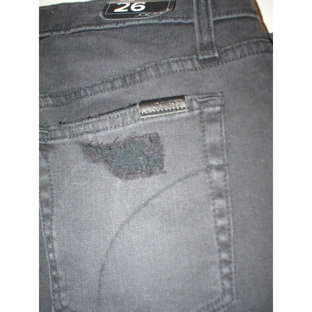 Womens New Designer NWT Joes Denim Jeans 26 Boyfriend Slim Destroyed Black USA - Image 7