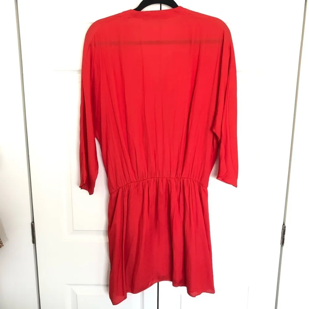 Zara Red Orange V Neck Mini Dress Size M - Image 4