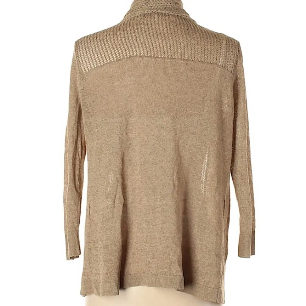 Luca Luca Linen Blend Tan Cardigan Sweater Small Lagenlook‎ Beachy Quiet Luxury - Image 2