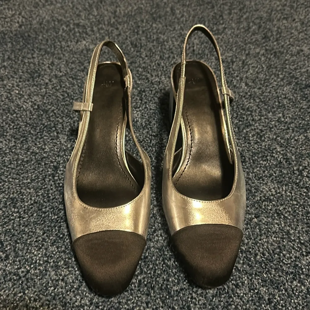 SLINGBACK FLATS black and silver - Image 2