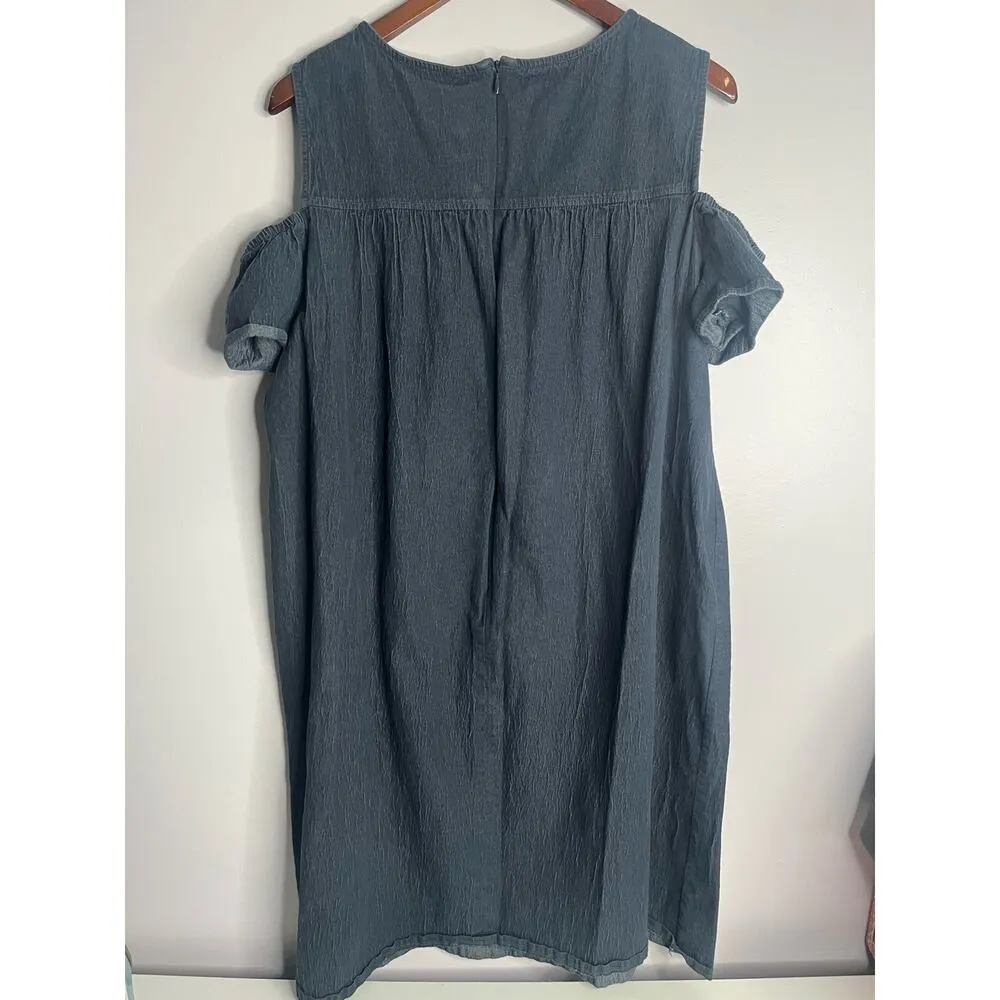 London Times Woman Chambray Jean off the shoulder dress- sz 22w - Image 3