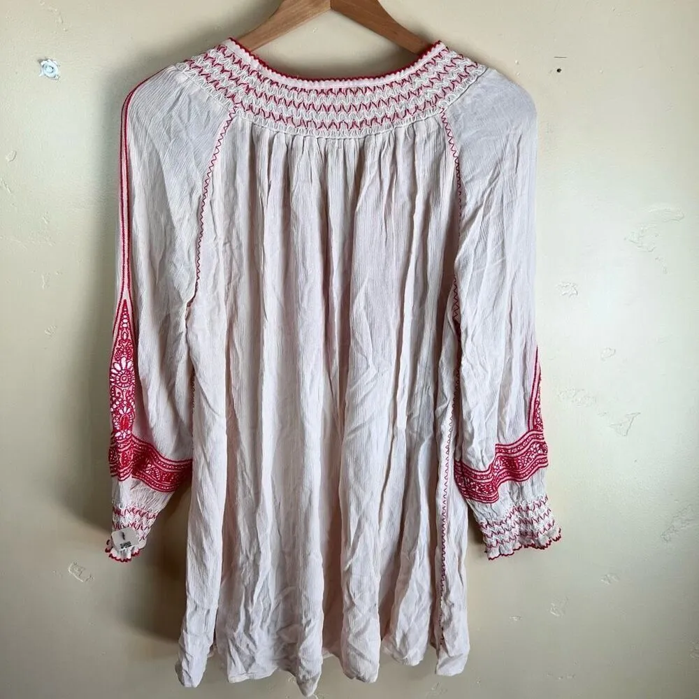 Free People Womens Boho Wind Willow Mini Dress Size XS‎ Embroidered Peasant - Image 7