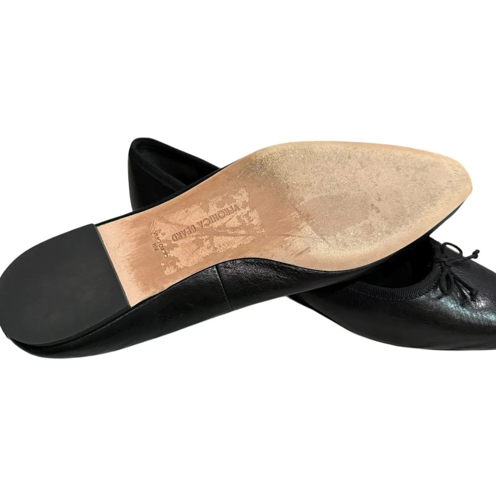 Veronica Beard Women's Size 8 Black Leather Catherine Bow Ballet Flats $345 - Image 9