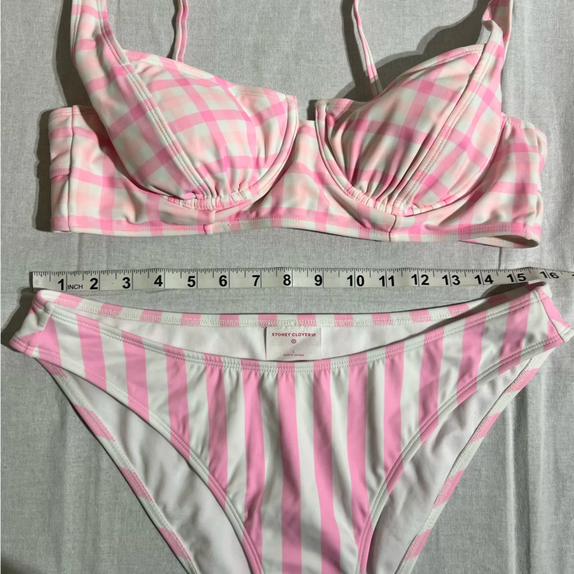 Stoney Clover Lane Bikini Set - Pink Stripe & Gingham Size Large Target Collab - Image 7