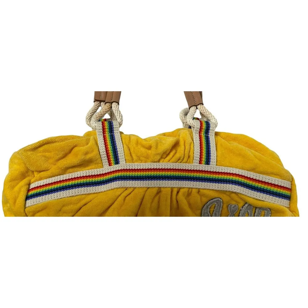 Vintage Retro Yellow Terry Rainbow Rope Handle JILL Tote Handbag Purse LGBTQ - Image 3