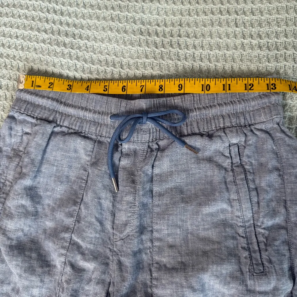 Athleta Retreat Jogger Pants 100% Linen Womens 0 P Petite Blue Beach Coastal - Image 6