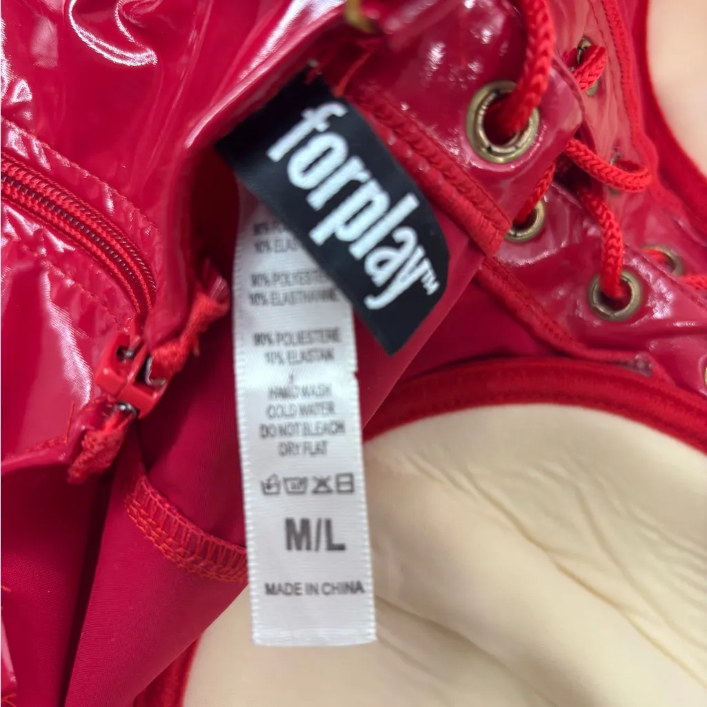 Forplay M/L Shiny Racecar Red Lace - Image 2